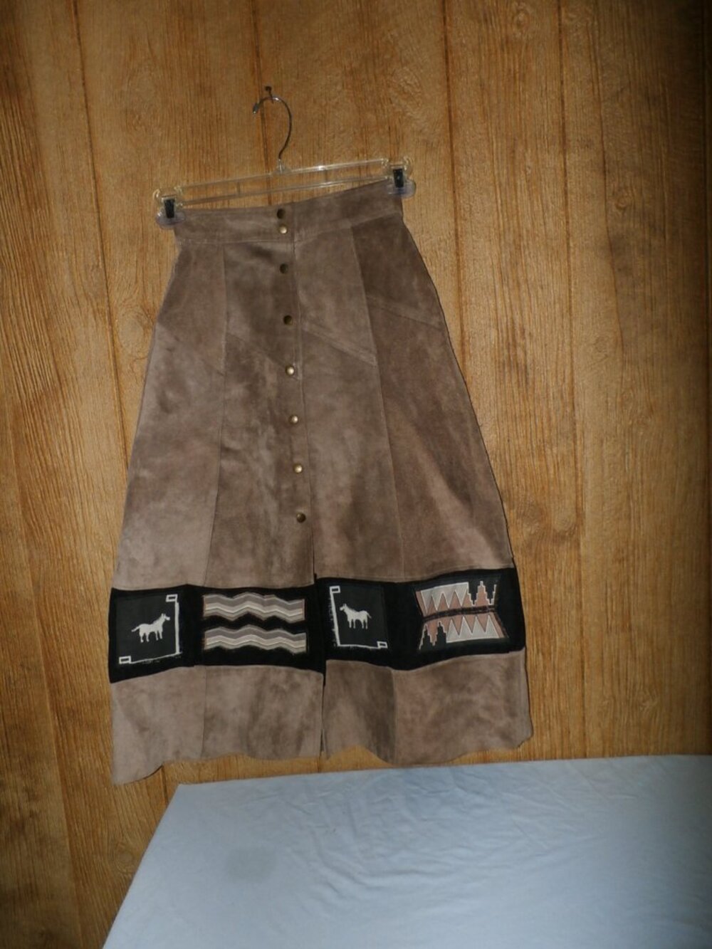 Vintage Handmade Western Horse Native American Suede Leather Skirt Size XS - Picture 13 of 16
